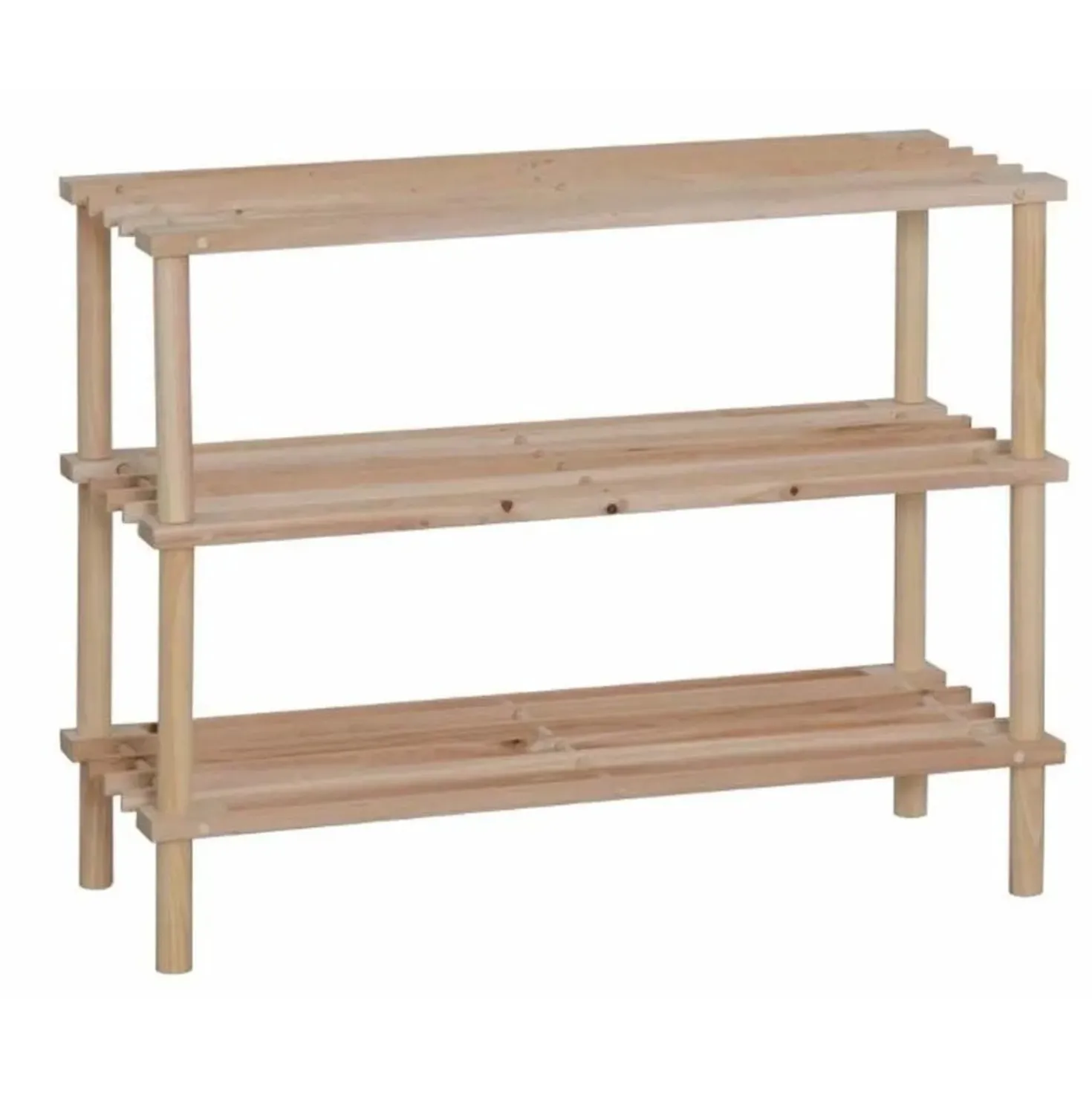 Scaffale portascarpe in legno di abete con 3 ripiani 63x26x49 cm