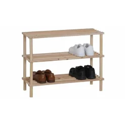 Scaffale portascarpe in legno di abete con 3 ripiani 63x26x49 cm