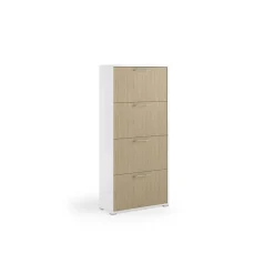Scarpiera 4 ante doppia profondità max 24 paia 67x28x147 cm bianco