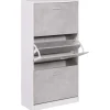 Scarpiera 3 ante in MDF 115x60x24 cm bianco e cemento