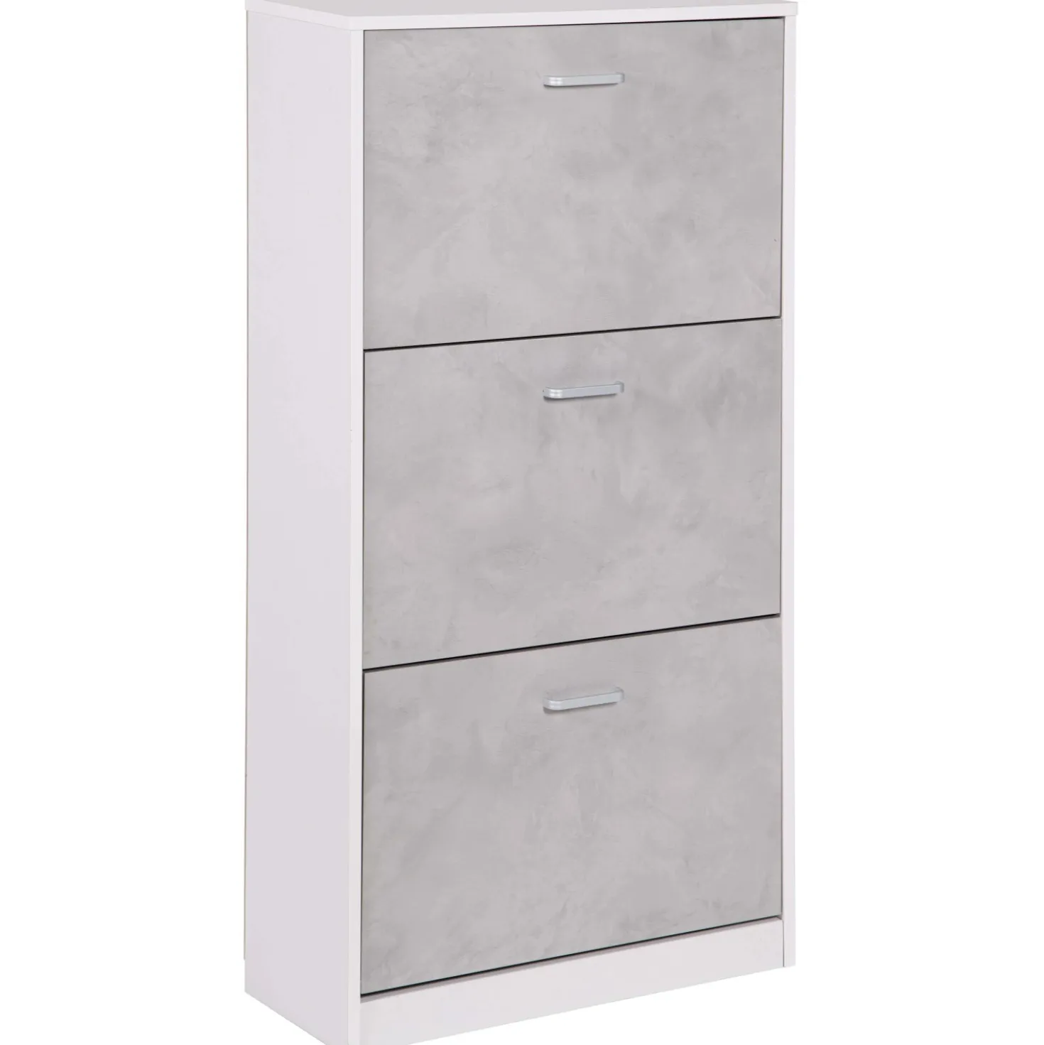 Scarpiera 3 ante in MDF 115x60x24 cm bianco e cemento