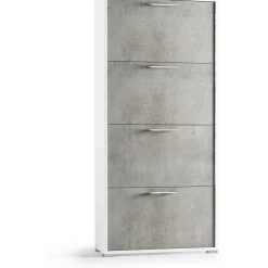 Scarpiera 4 ante singola profondità max 12 paia 147x67x18 cm bianco cemento