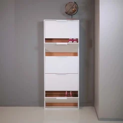 Scarpiera 5 ribalte 173,5x65x15 cm bianco