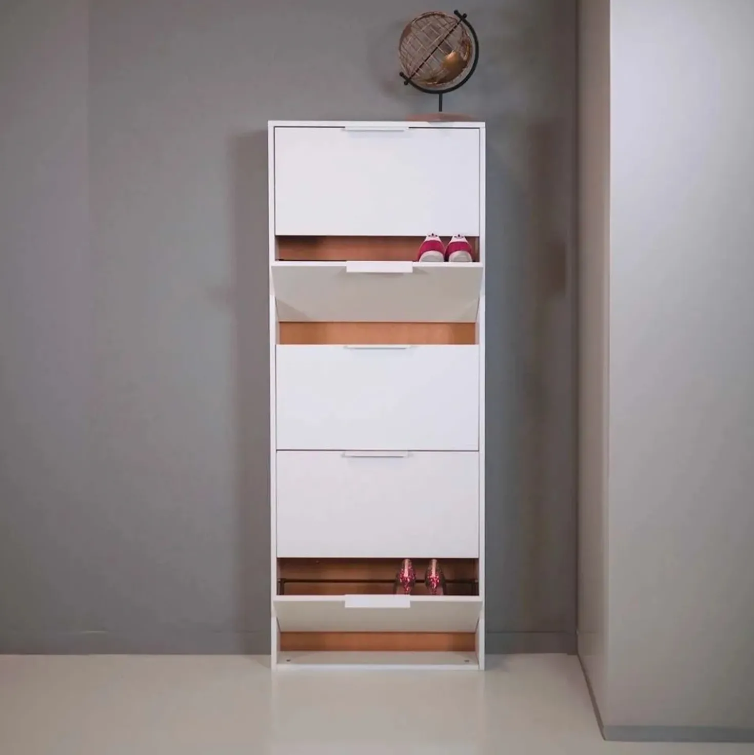Scarpiera 5 ribalte 173,5x65x15 cm bianco