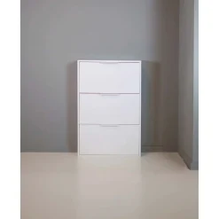 Scarpiera 3 ribalte 106x65x15 cm bianco