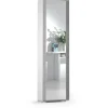 Scarpiera multiuso con specchio 7 ripiani 182x50x31 cm bianco cemento