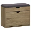 Scarpiera panca con scomparto superiore e cuscino 60x30 cm H 50 cm marrone