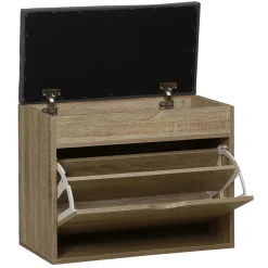 Scarpiera panca con scomparto superiore e cuscino 60x30 cm H 50 cm marrone