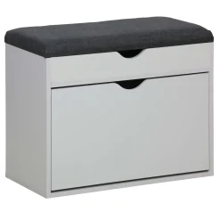 Scarpiera panca con scomparto superiore e cuscino 60x30 cm H 50 cm bianco