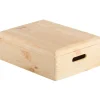Scatola in legno di pino massiccio con coperchio 40x30x14 cm beige