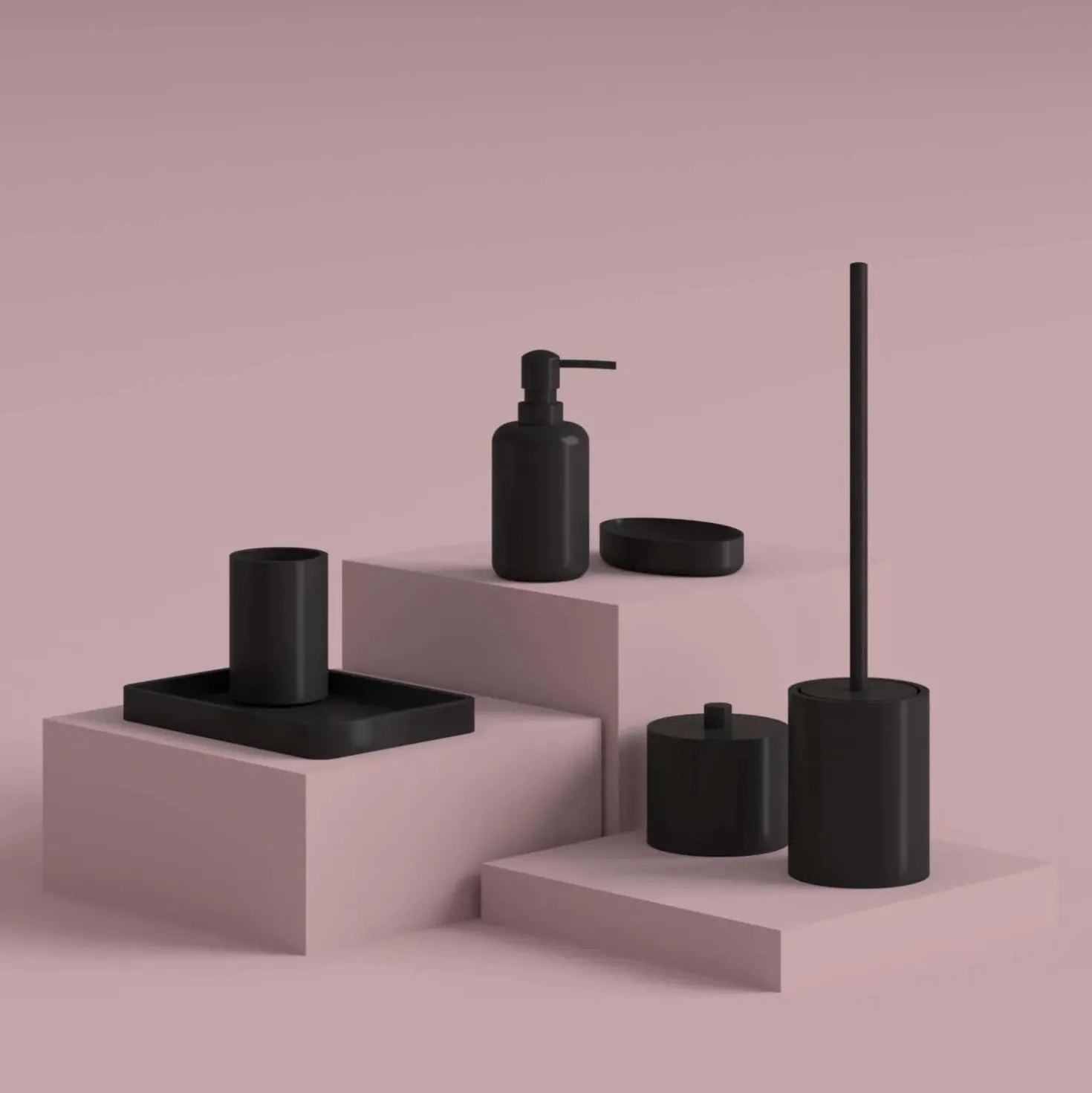 Scopino bagno Brenda in resina nero matt