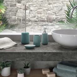 Scopino bagno Marika in ceramica azzurro polvere