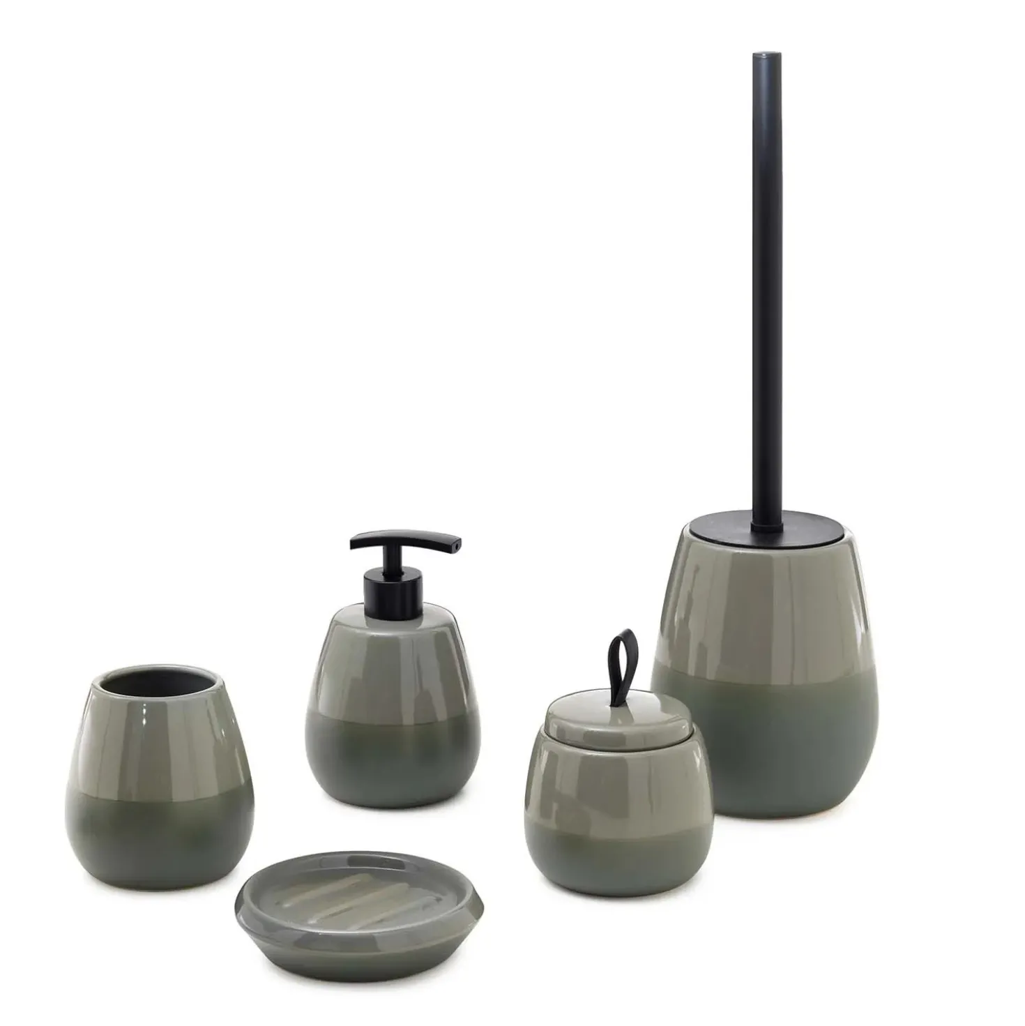 Scopino bagno Wilma in ceramica verde salvia