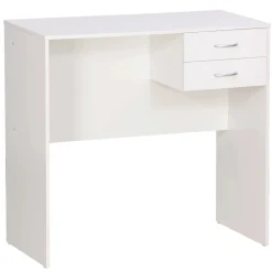 Scrivania con 2 cassetti in pannello truciolare 80x40x76 cm bianco