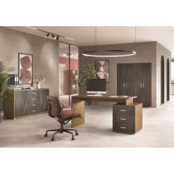 Scrivania in kit 3 cassetti Sarmog 154x55x76 cm noce stelvio