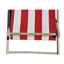 Sedia a sdraio pieghevole Betty Lusso in legno e 100% cotone bianco e rosso