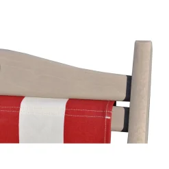 Sedia a sdraio pieghevole Betty Lusso in legno e 100% cotone bianco e rosso