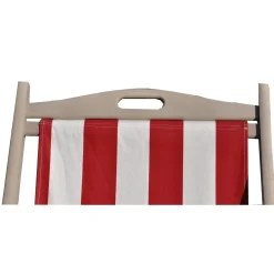 Sedia a sdraio pieghevole Betty Lusso in legno e 100% cotone bianco e rosso