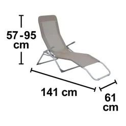 Sedia a sdraio reclinabile con braccioli Pando Lazy taupe