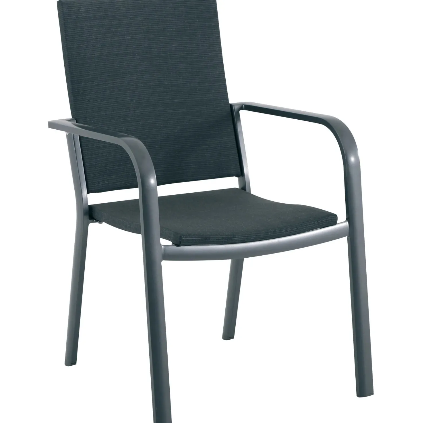 Sedia da giardino con braccioli Pacora in alluminio e Textilen nero