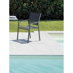 Sedia da giardino con braccioli in alluminio antracite