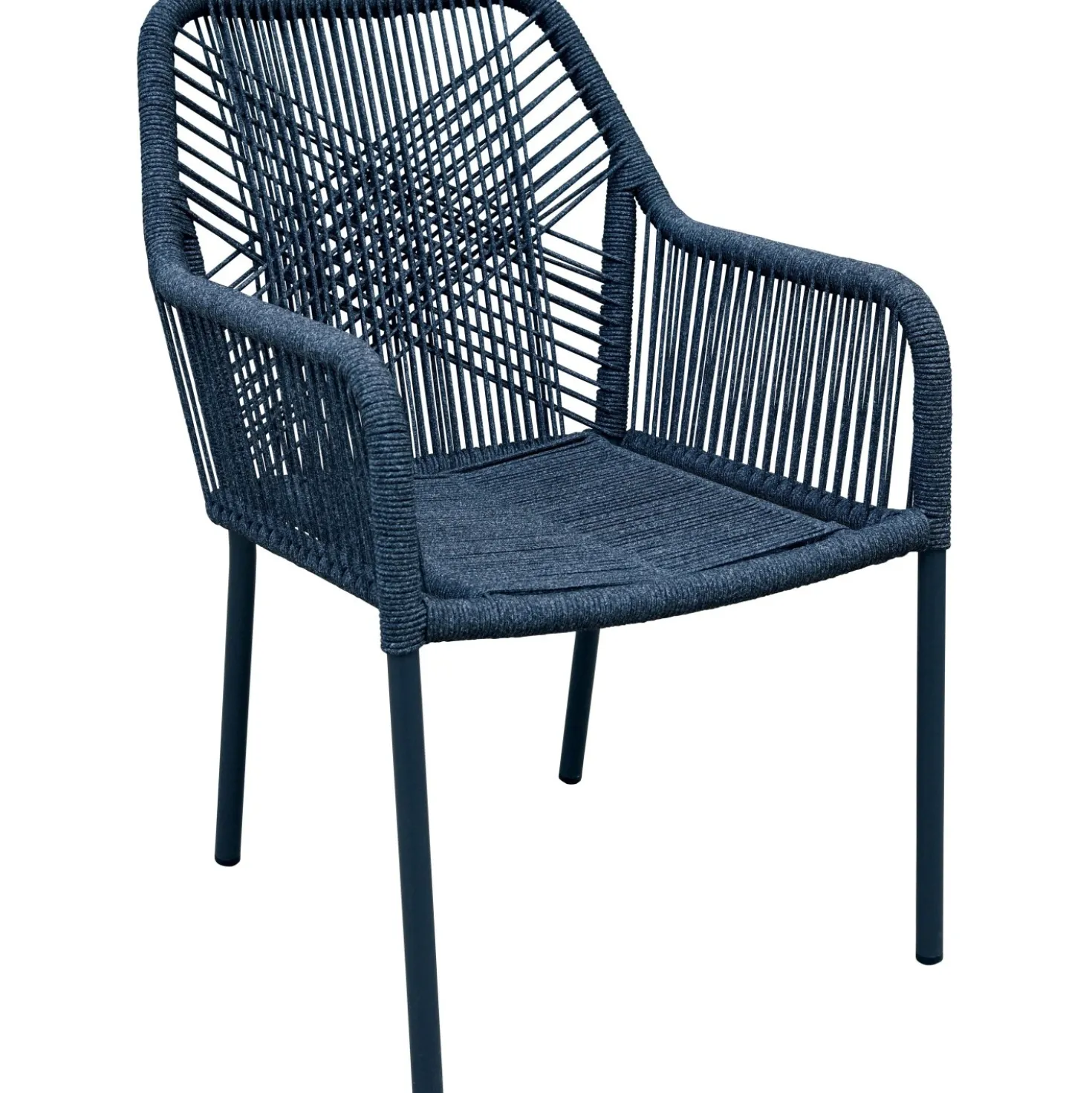 Sedia da giardino con braccioli Buselton in alluminio e corda antracite