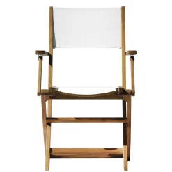 Sedia da giardino con braccioli pieghevole in acacia e textilene