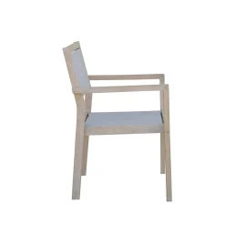 Sedia da giardino con braccioli Woodbury in legno e textilene grigio