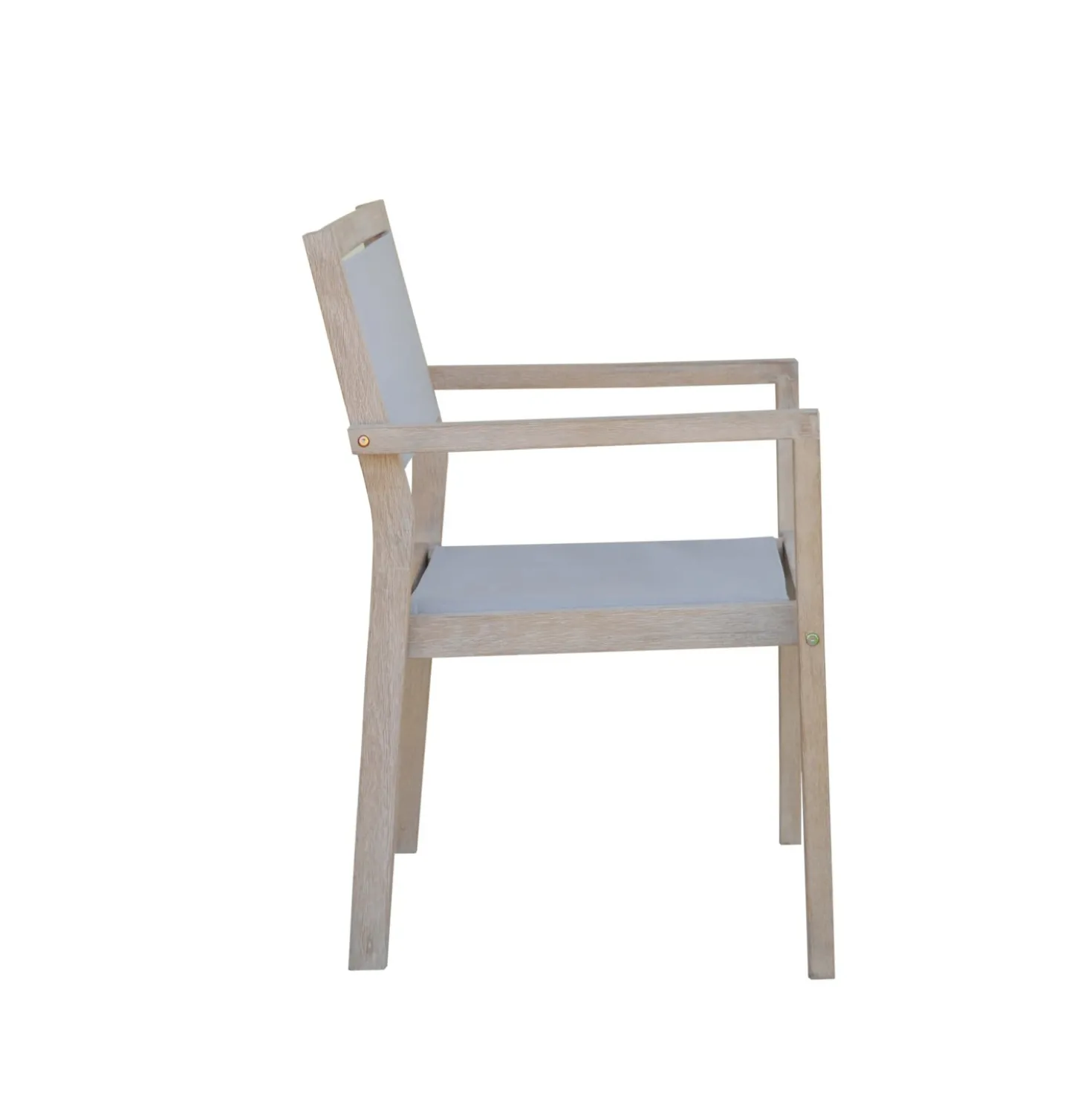 Sedia da giardino con braccioli Woodbury in legno e textilene grigio