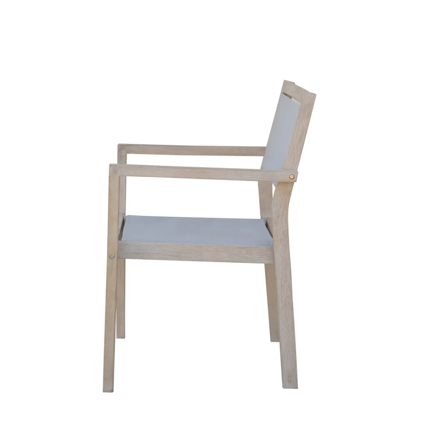 Sedia da giardino con braccioli Woodbury in legno e textilene grigio