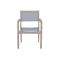 Sedia da giardino con braccioli Woodbury in legno e textilene grigio