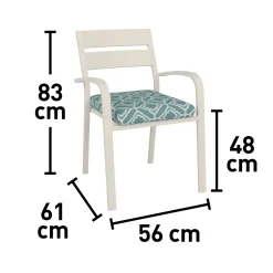 Sedia da giardino con cuscino Prata in alluminio impilabile Ecru