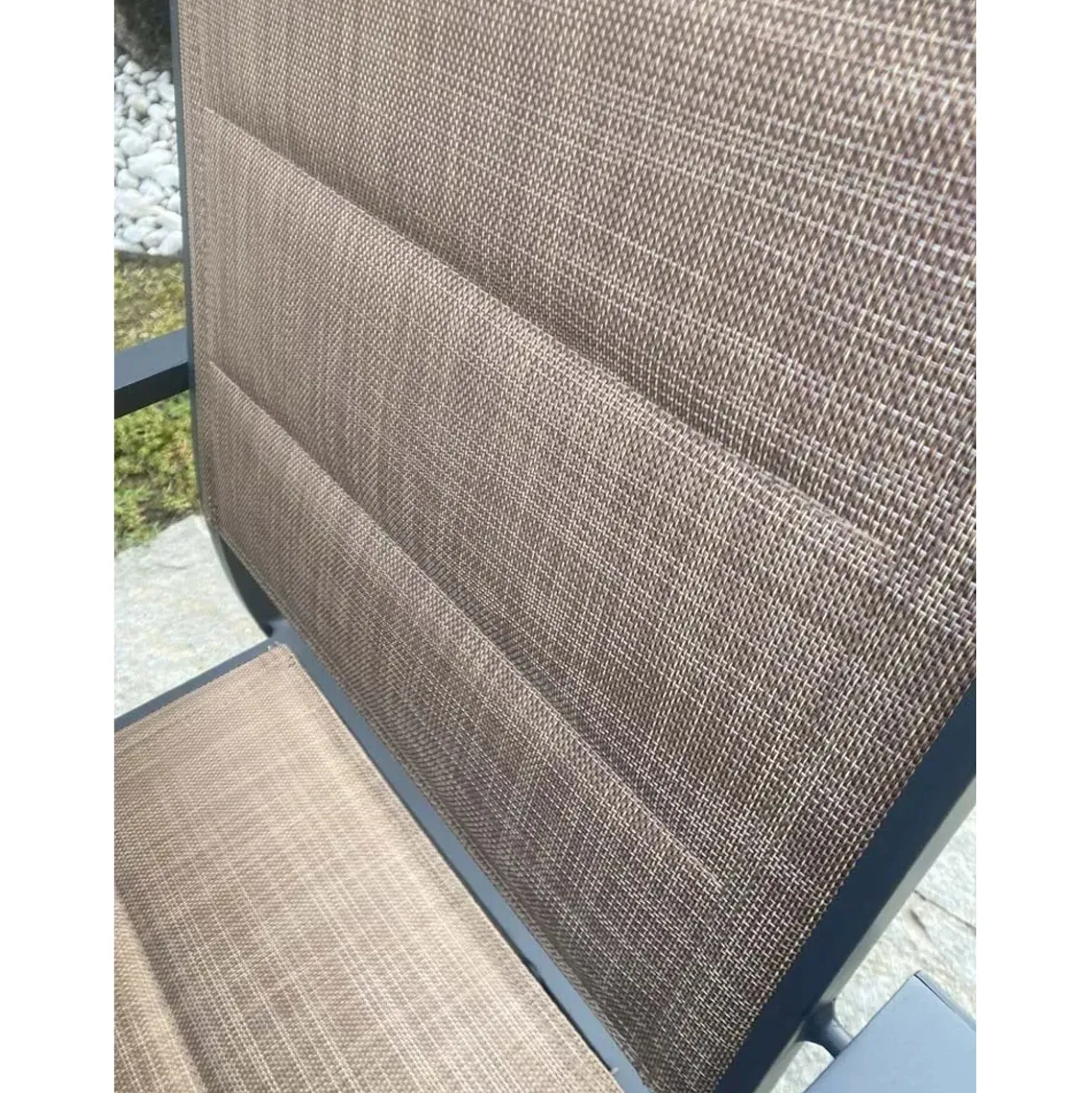 Sedia da giardino impilabile Alissa in alluminio antracite con seduta beige 6 pz