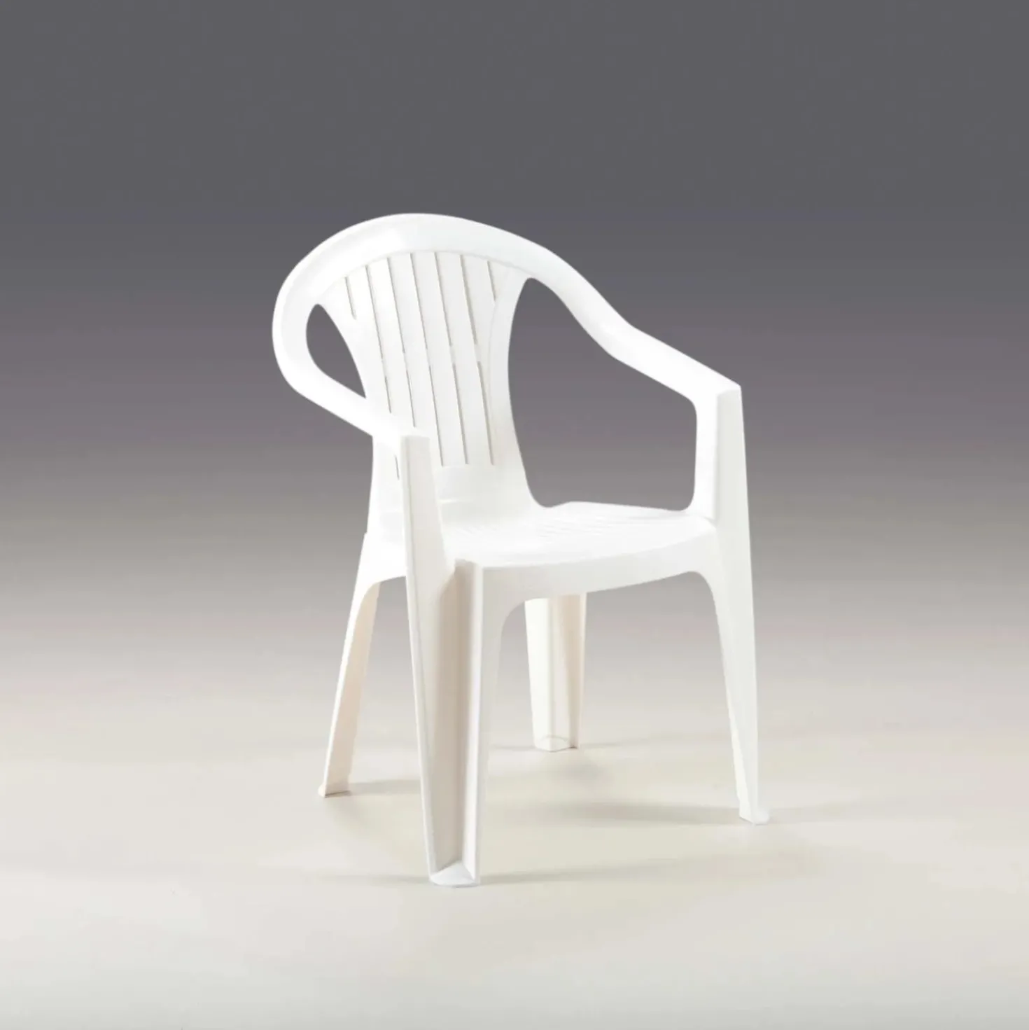 Sedia da giardino impilabile con braccioli Atlantide in plastica bianca