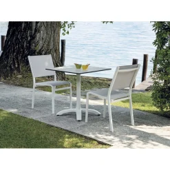 Sedia da giardino impilabile in alluminio e Textilen grigio