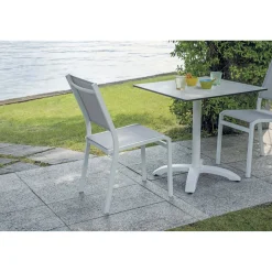 Sedia da giardino impilabile in alluminio e Textilen grigio
