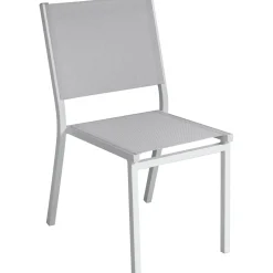 Sedia da giardino impilabile in alluminio bianco e Textilen grigio chiaro