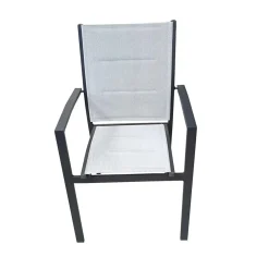 Sedia da giardino impilabile Alissa in alluminio antracite e seduta grigia 6 pz