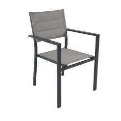 Sedia da giardino impilabile in alluminio e textilene 56x56,5xH86cm