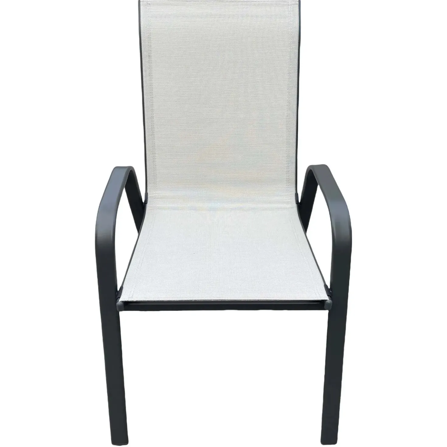 Sedia da giardino impilabile in metallo e Textilen 70x54 cm H 93 cm grigio