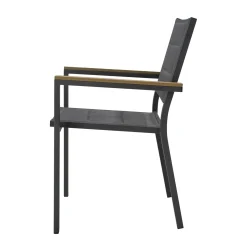 Sedia da giardino impilabile con braccioli Santorini in alluminio antracite
