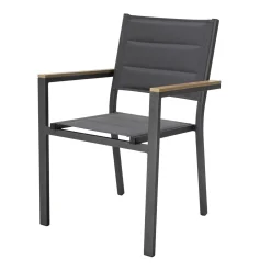 Sedia da giardino impilabile con braccioli Santorini in alluminio antracite