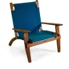 Sedia da giardino in legno Diane in tessuto blu 76x89x91 cm