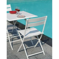Sedia da giardino pieghevole in alluminio bianca