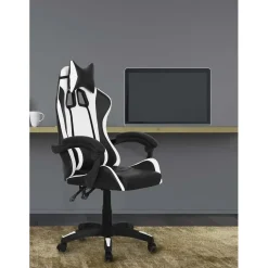 Sedia Gaming ergonomica in similpelle 65x63 H 115/125 cm bianco e nero