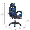 Sedia gaming reclinabile con poggiapiedi e supporto lombare nero/blu