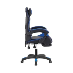 Sedia gaming reclinabile con poggiapiedi e supporto lombare nero/blu