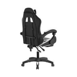 Sedia gaming reclinabile con poggiapiedi e supporto lombare nero/bainco