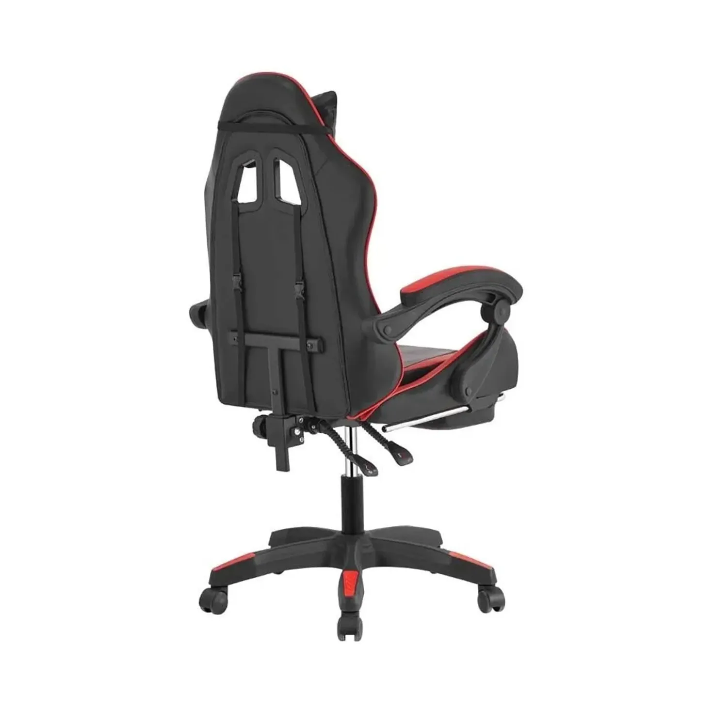Sedia gaming reclinabile con poggiapiedi e supporto lombare nero/rosso