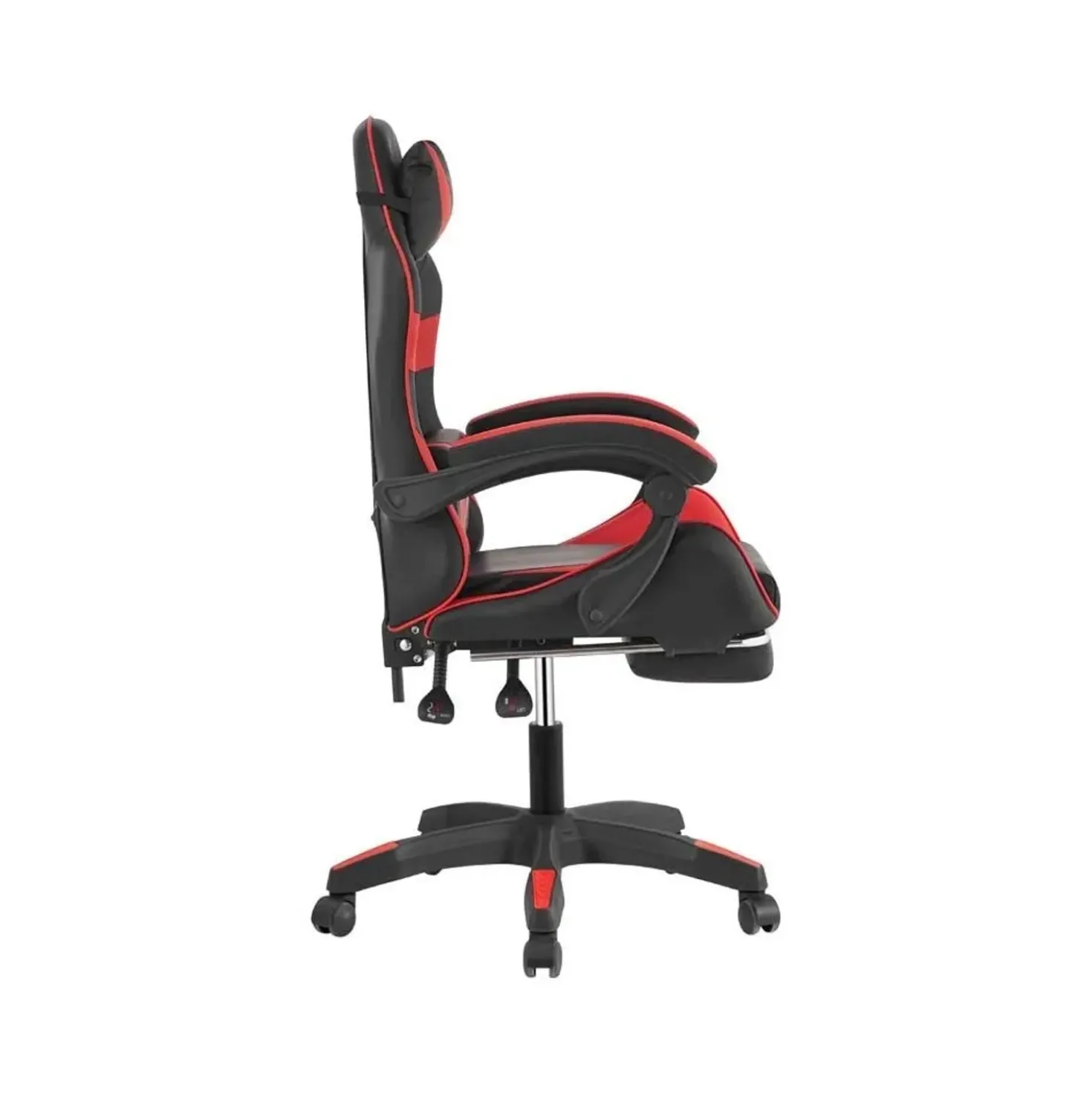 Sedia gaming reclinabile con poggiapiedi e supporto lombare nero/rosso